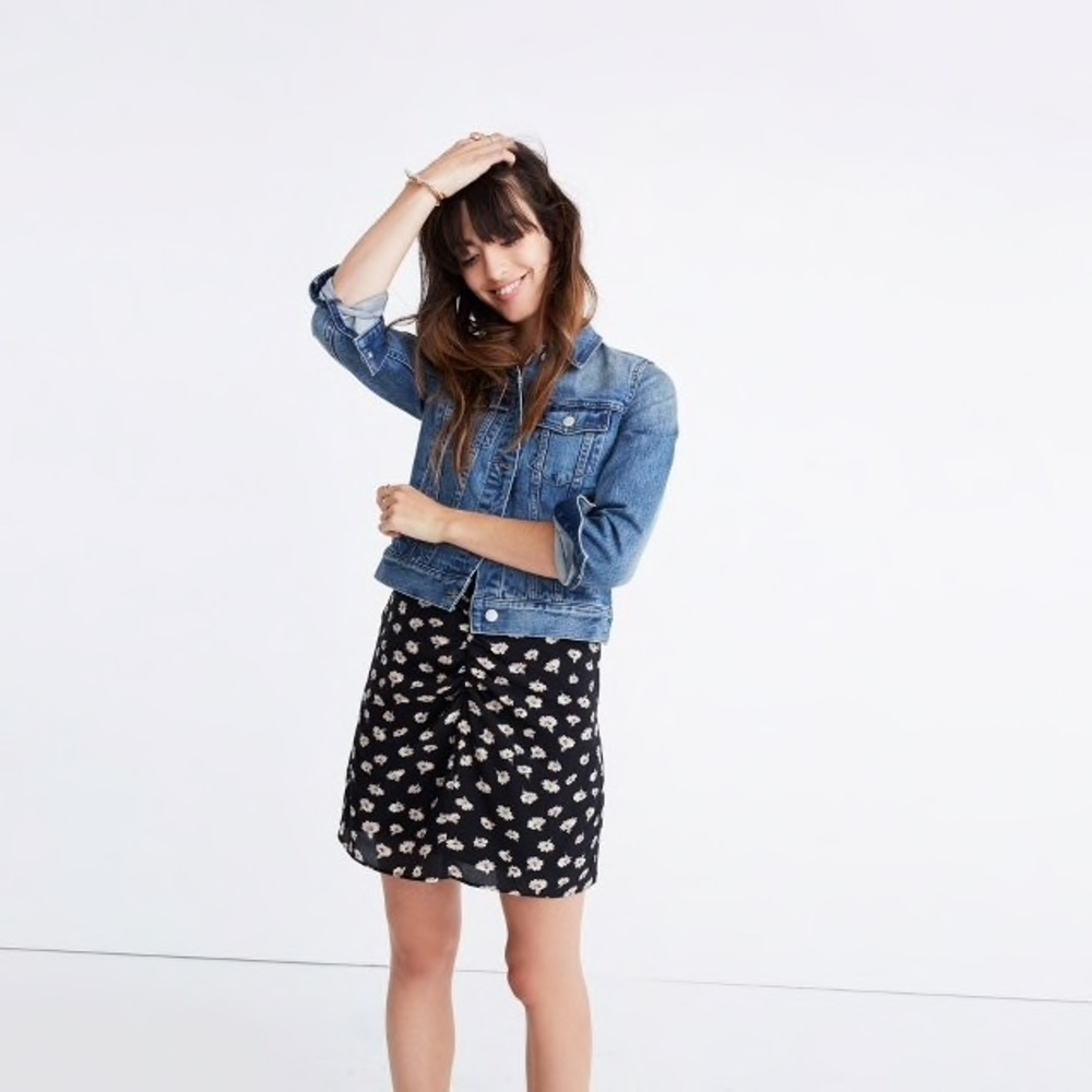 Madewell Black Floral Skirt